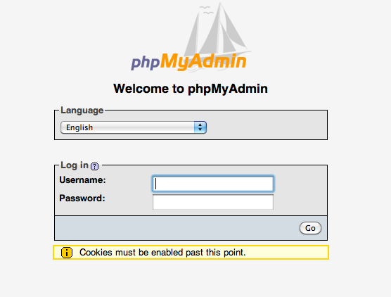 Überprüfen der MySQL-Installation mit Hilfe von phpMyAdmin